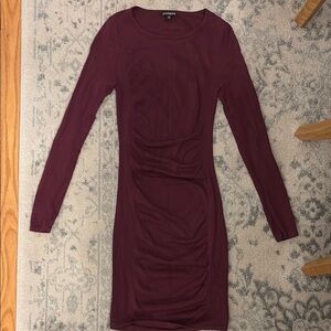Express Women's Burgundy Long Sleeve Dress